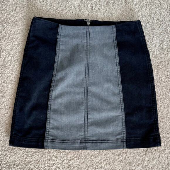 Free People Modern Femme mini skirt black gray two toned denim size 2 stretchy - Picture 5 of 11